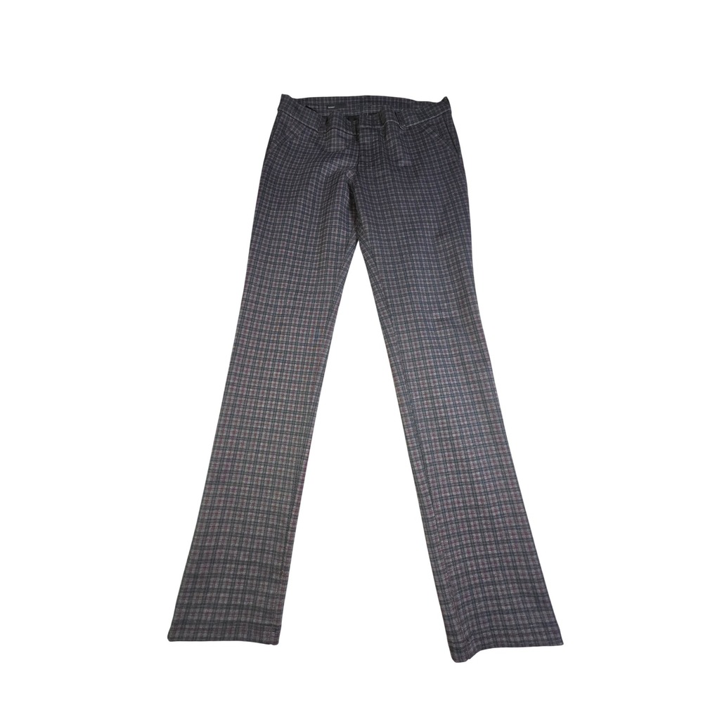 Kut from the Kloth Womens 10 Skinny Plaid Trousers Grey Burgundy Stretch Career